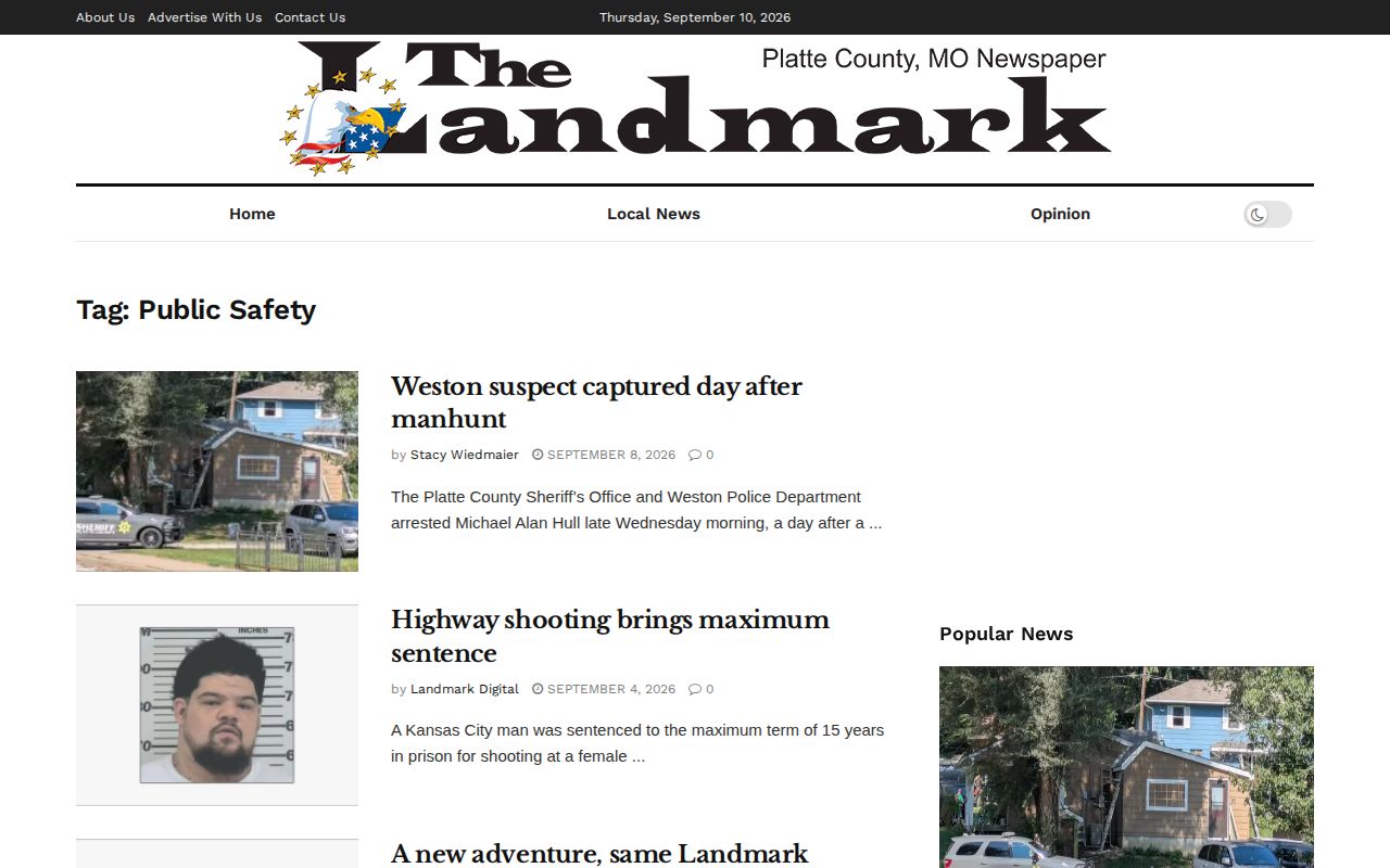 Platte County Landmark public safety archive for older arrest context